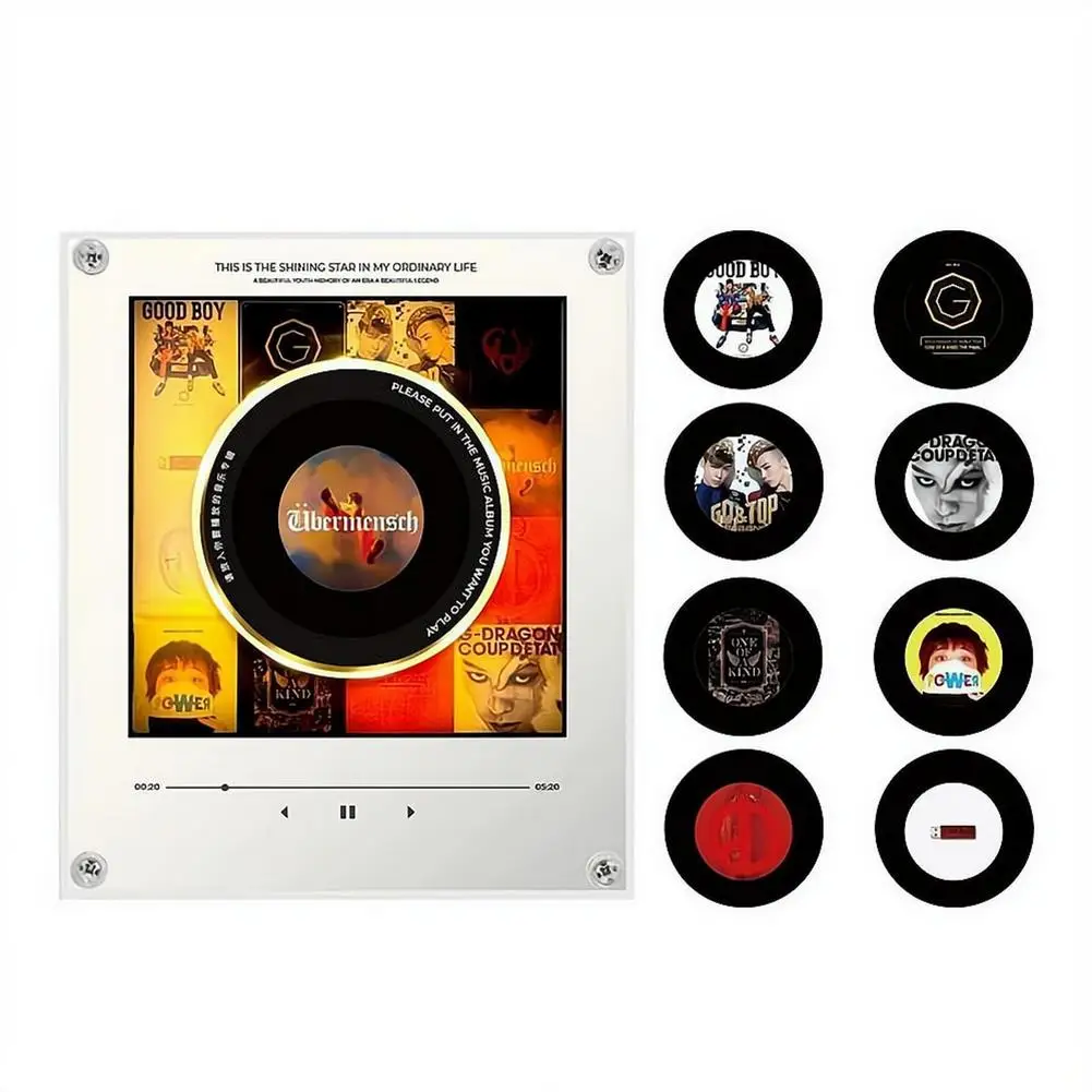 Acrylic Magnetic Record Player Clear Rotatable Magnetic Vinyl Record Photo Frame Unique Music Lover Desk Wall Decor Gift view 6