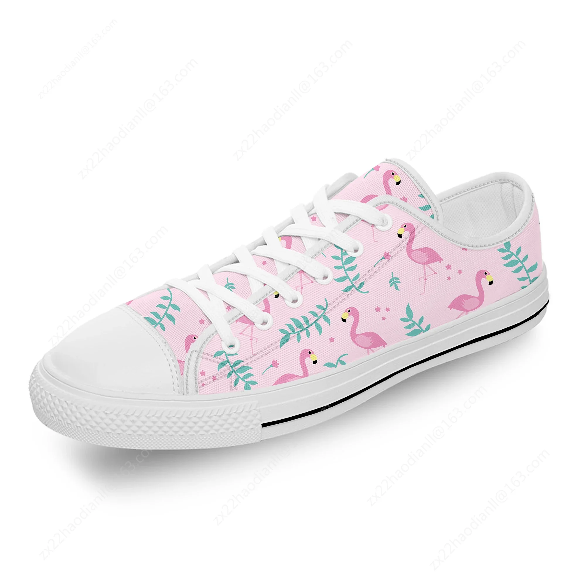 Flamingo Cartoon Aesthetic White Cloth Fashion 3D Print Low Top Canvas Shoes Men Women Lightweight Breathable Sneakers