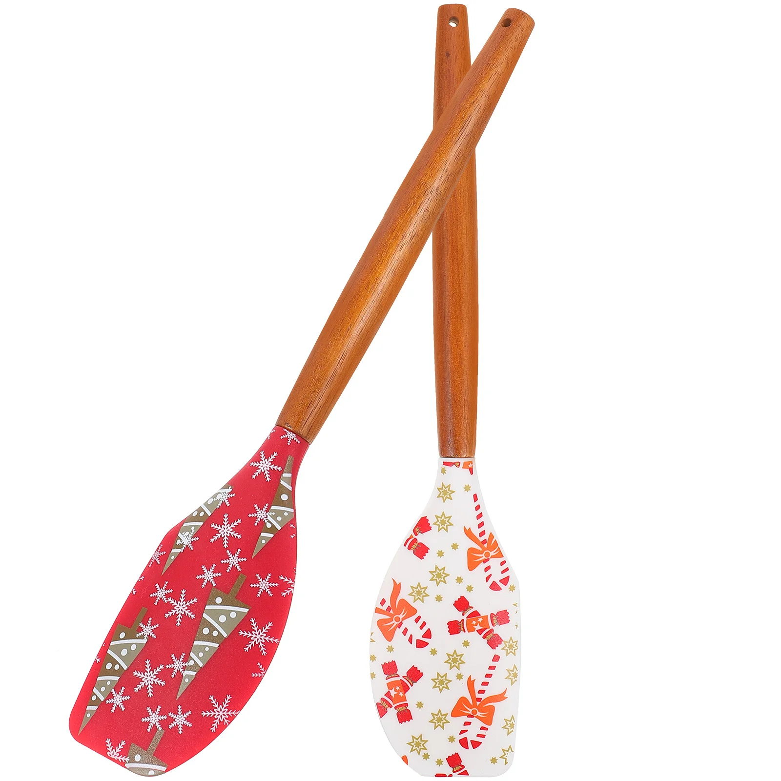

2Pcs Silicone Baking Spatulas Heat Resistant Non Stick Safe Healthy Dessert Making Tools Christmas Baking Accessories