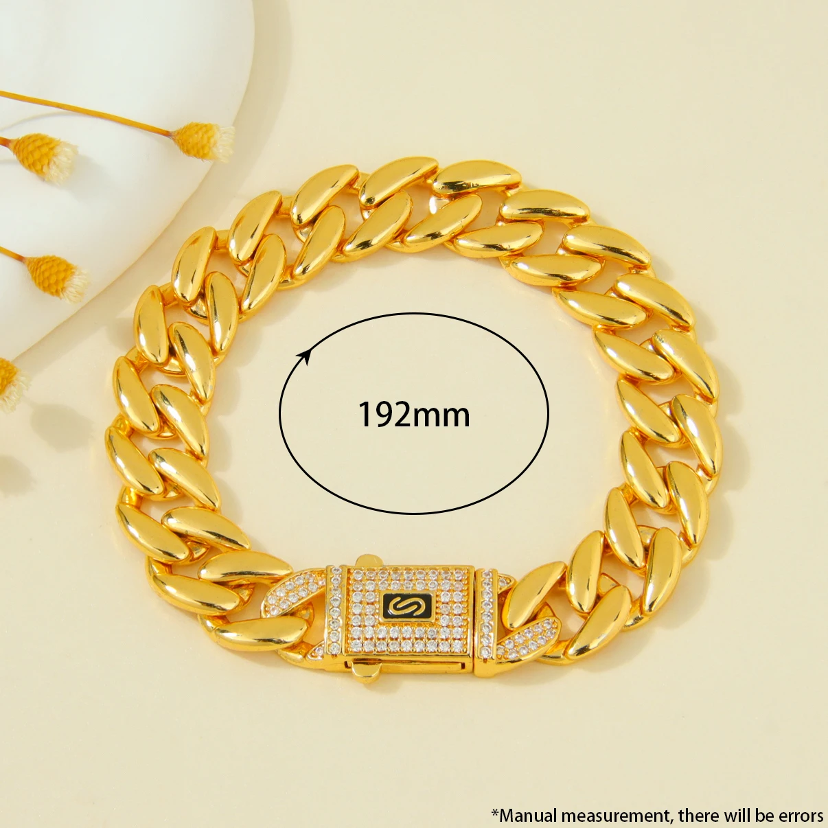 Italienisches Hip-Hop Zirkonia Armband 21k Vergoldet Dubai Mode Kubanische Manschettenarmbänder Naher Osten Islamischer Damenschmuck für Veranstaltungen und Partys – Detail 7