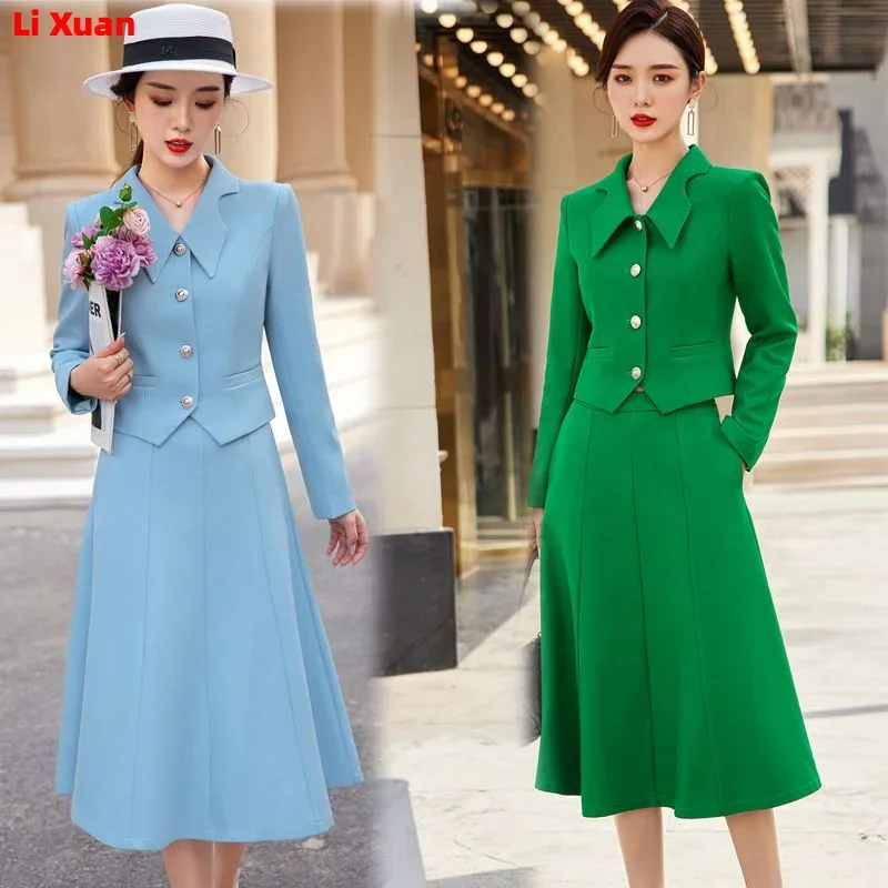 High Quality Autumn Blazer Sets Long Skirt  Jacket  Female Formal Outfits Business Korean Womens Office Ladies Work Suit  Spring