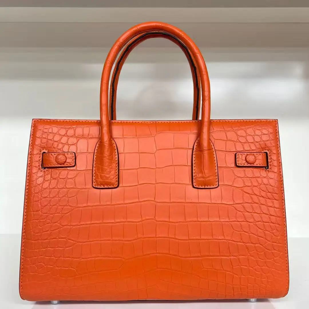 2026 جديد 100% جلد التمساح الأصلي المرأة عبر الجسم حقيبة جلد التمساح سيدة حقيبة كتف متوسطة الوردي الأخضر الأزرق الرمادي