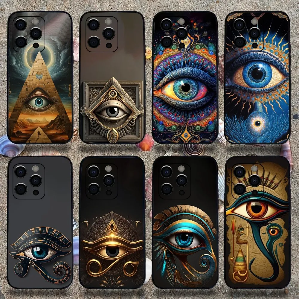 Egyptian Eye of Horus Art Phone Case For Apple iPhone 15,14,13,12,11,Pro,X,XS,Max,XR,Plus,Mini Soft  black shell