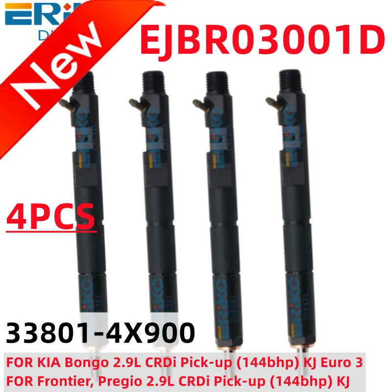 

4PCS EJBR03001D 338014X900 Diesel Common Rail Fuel Injector 33801-4X900 for Delphi KIA Frontier Bongo 2.9L CRDi Euro 3