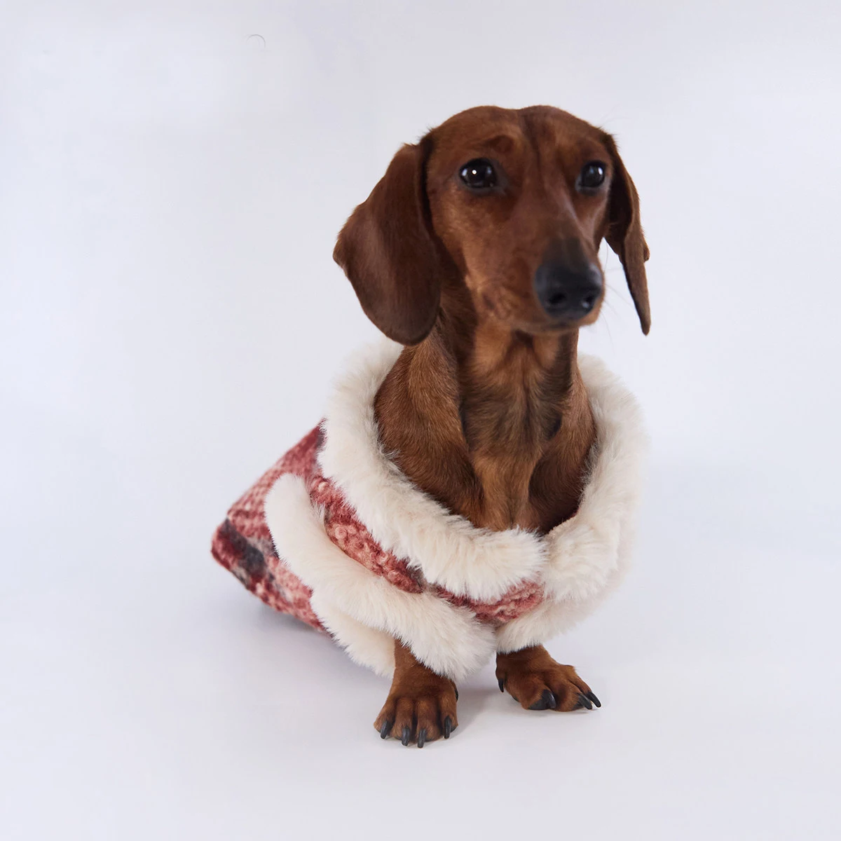 Winter warme fleece 4-poots trui vest voor teckelhonden dikke vacht mouwloos voor dassenhonden zachte rode geruite jas voor teckel