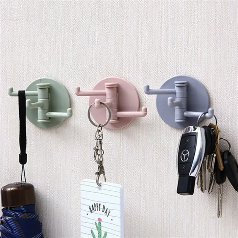 1/3Pcs Three Branch Rotating Seamless Adhesive Hook Strong Bearing Stick Kitchen Wall Hanger Hook Bathroom Kitchen Supplies Hook