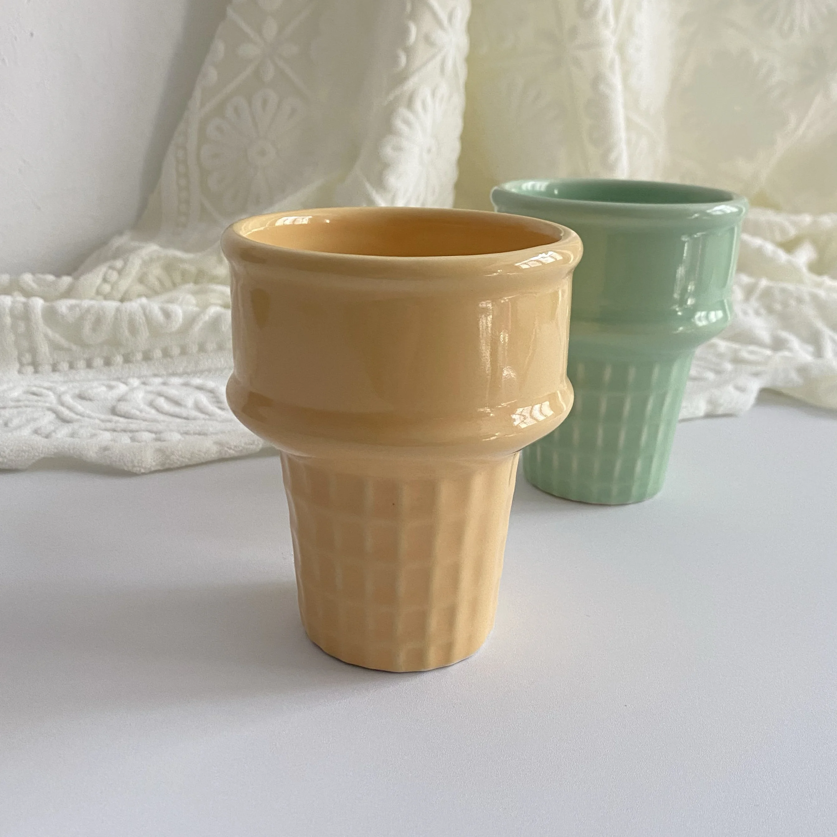

Creative ice cream couple high value mug hand relief ice cream crisp mouthwash cup household