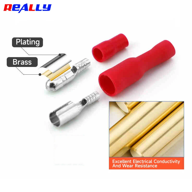 50Pairs Female and Male Insulated Electric Connector Crimp Bullet Terminal for 22~10 AWG  0.5-6mm Audio Wiring