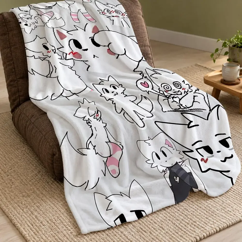 Cute Cat B-Boykisser Throw Double Sided Flannel Throw Blanket Soft Warm Washable Home Decor