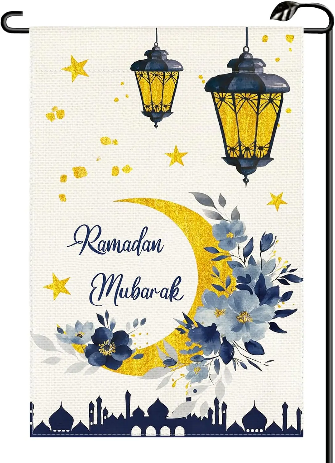 Ramadan Lanterns Crescent Moon Garden Flag 12x18 Inch Vertical Double Sided Mubarak Small Flags Farmhouse Outside Decoration AAS
