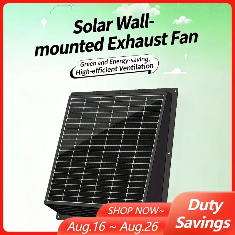 12V Solar Wall-Mounted Duct Exhaust Fan Automatic Ventilation Household Rooftop  Low-Noise Energy-Saving Ventilation Fan