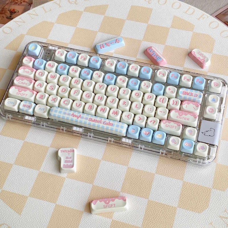 Juego de teclas con tema de pastel pintado a mano, sublimación de tinte PBT SO(MOA)/perfil Cherry, compatible con teclas 61%-108% para teclado mecánico Gigt