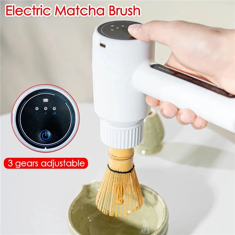 【ABODE】เครื่องตีชาเขียวไฟฟ้า 3X แบบไม้ไผ่ ปรับระดับได้ ตีชาเขียวได้อย่างรวดเร็ว อุปกรณ์ทำชา DIY ที่บ้าน ชาร์จด้วย Type-C