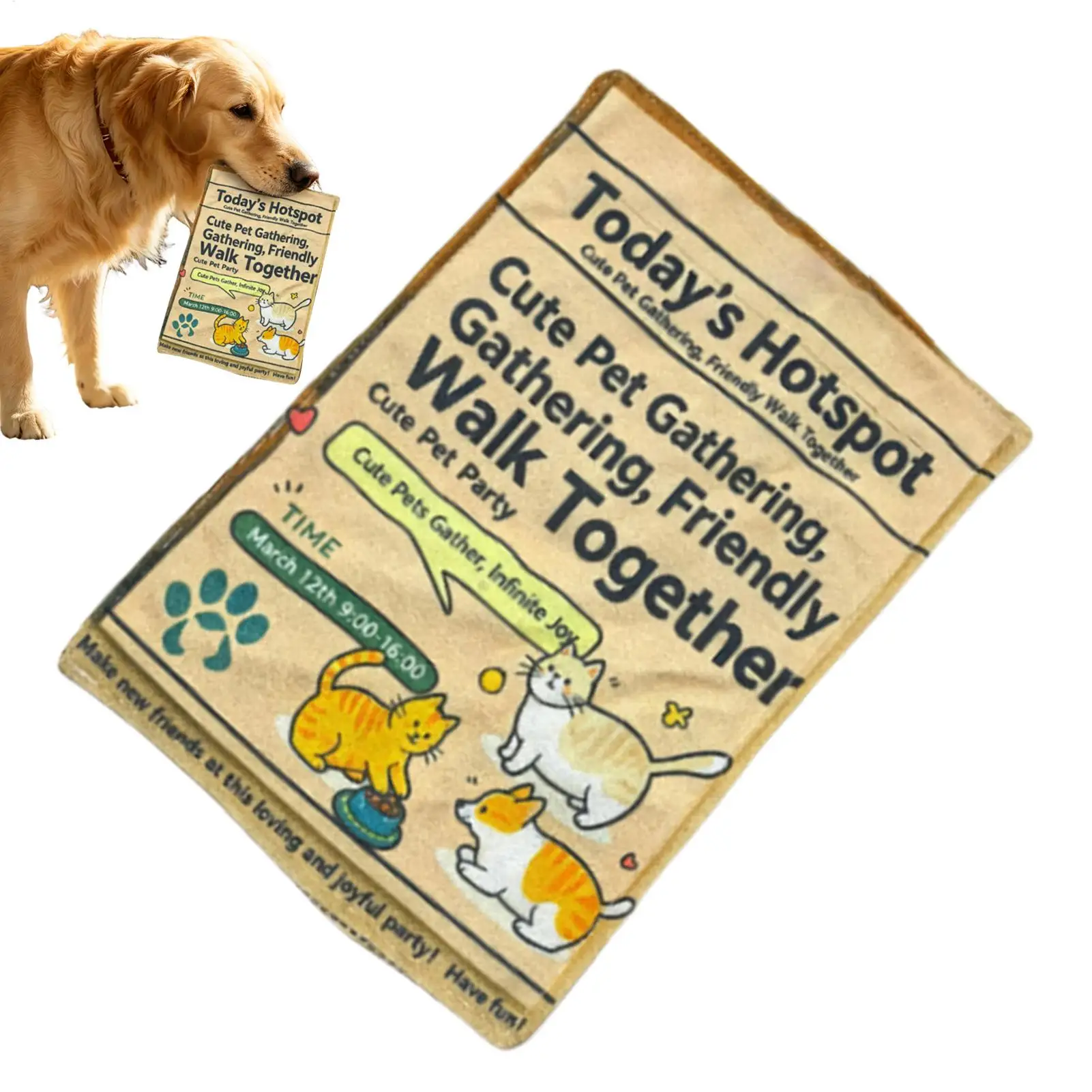 Knisterndes Hundespielzeug aus weichem Papier, bissfest, interaktives Spielzeug für Welpen, quietschendes Hundespielzeug für den täglichen Gebrauch zu Hause.