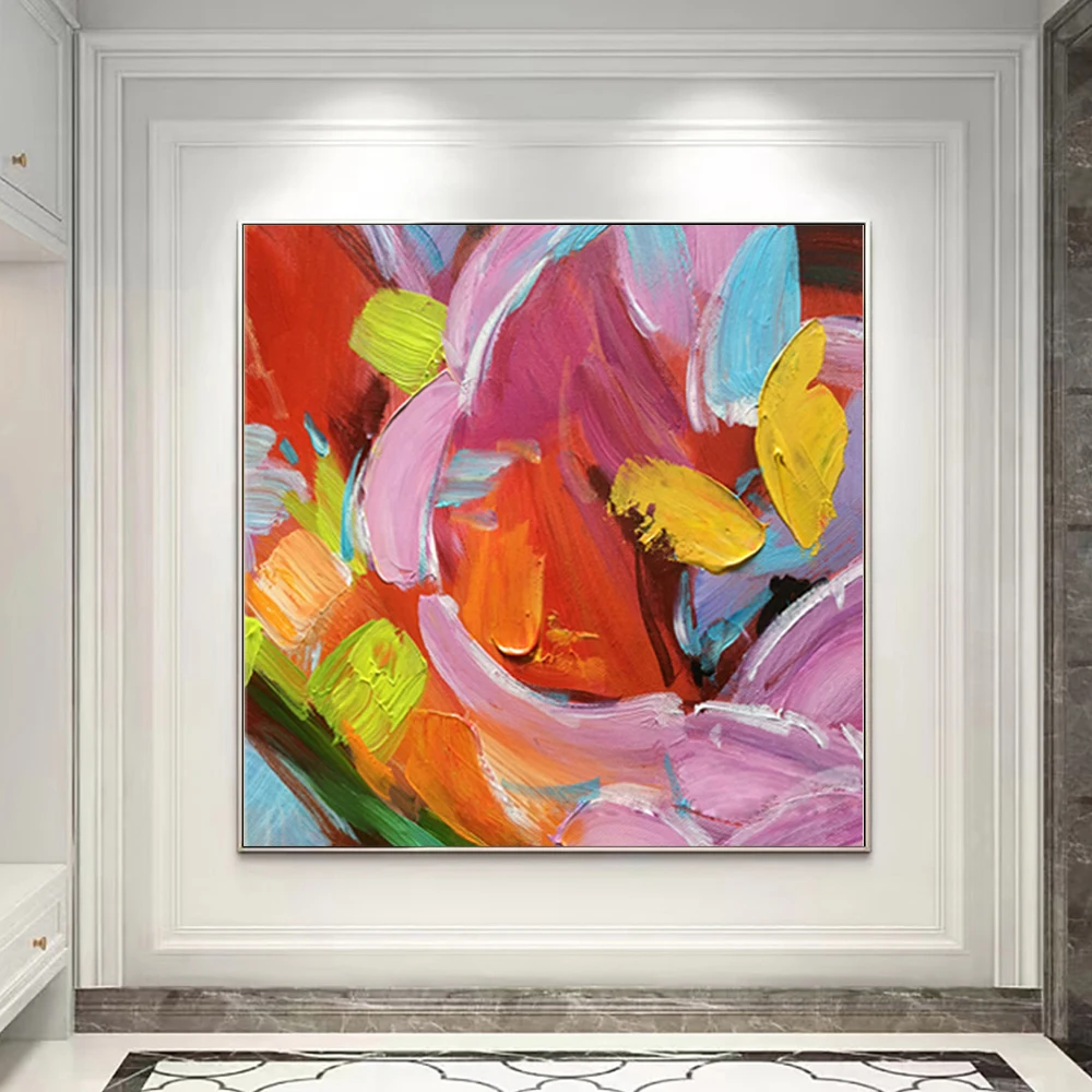 

Hand Painted Colorful Abstract Oil Painting, Thick Textured Canvas Oil Painting, Contemporary Abstract Wall Art for Home Decor,