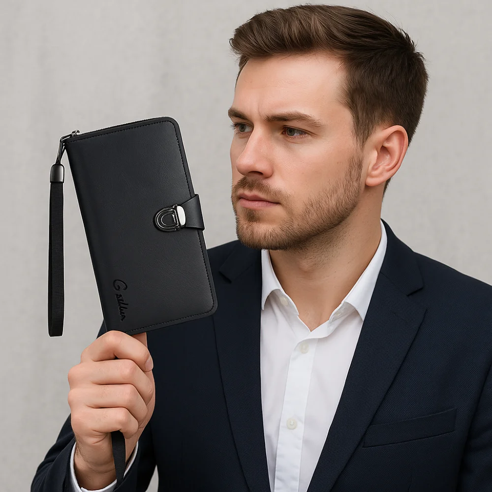 

Multiple Card Slots Male Long Wallet Large Capacity Elegant Fashion Clutch Wallet Anti Theft Handhold ID Card Holder