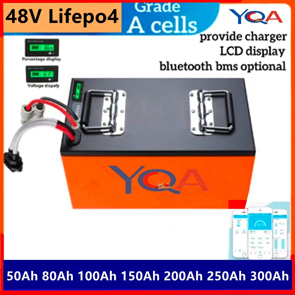 

48V 200Ah Lifepo4 Battery 10KW 50Ah 80Ah 100Ah 150Ah 200Ah 250Ah 300Ah for 5KW Solar System Electric Motorcycle Tricycle EV