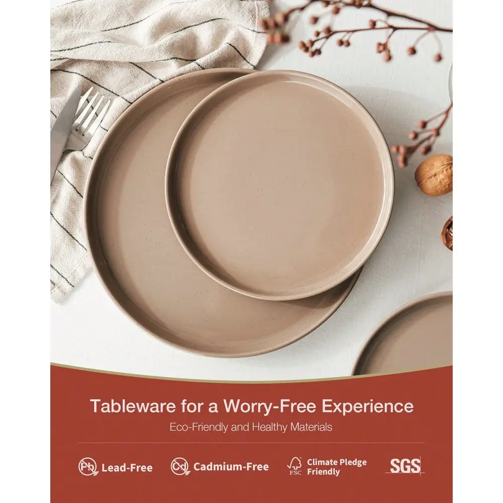 

12 Pieces Dinnerware Sets, Dishes Set For 4, Plates And Bowls Set, Perfect For Your Friend For Housewarming, Thanksgiving, Christmas,Brown