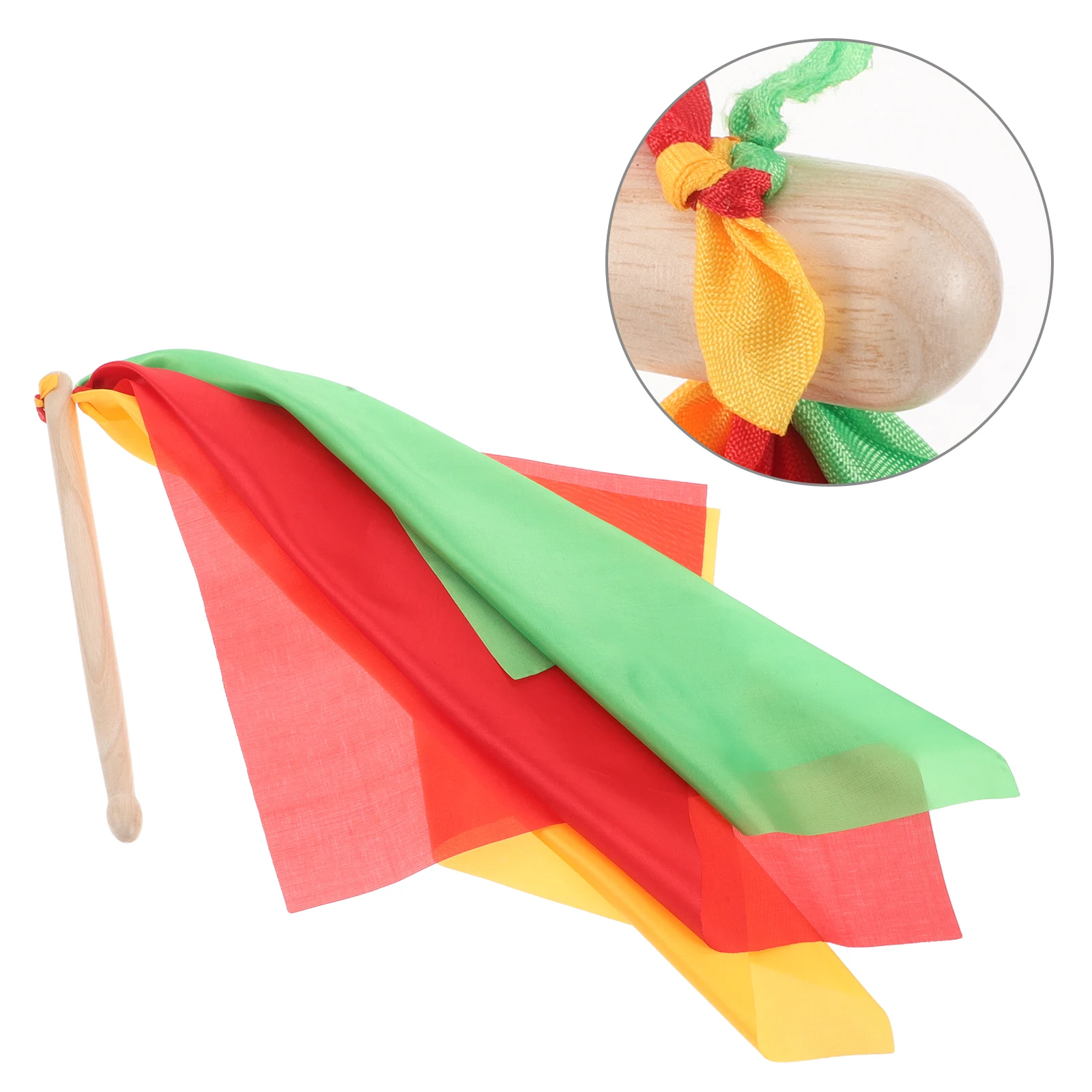 

1 Pair Drumsticks Solid Wood Red Yellow Green Scarves Kids Adults Waist Gong Battle Drums Portable Instruments Gymnastics Dance