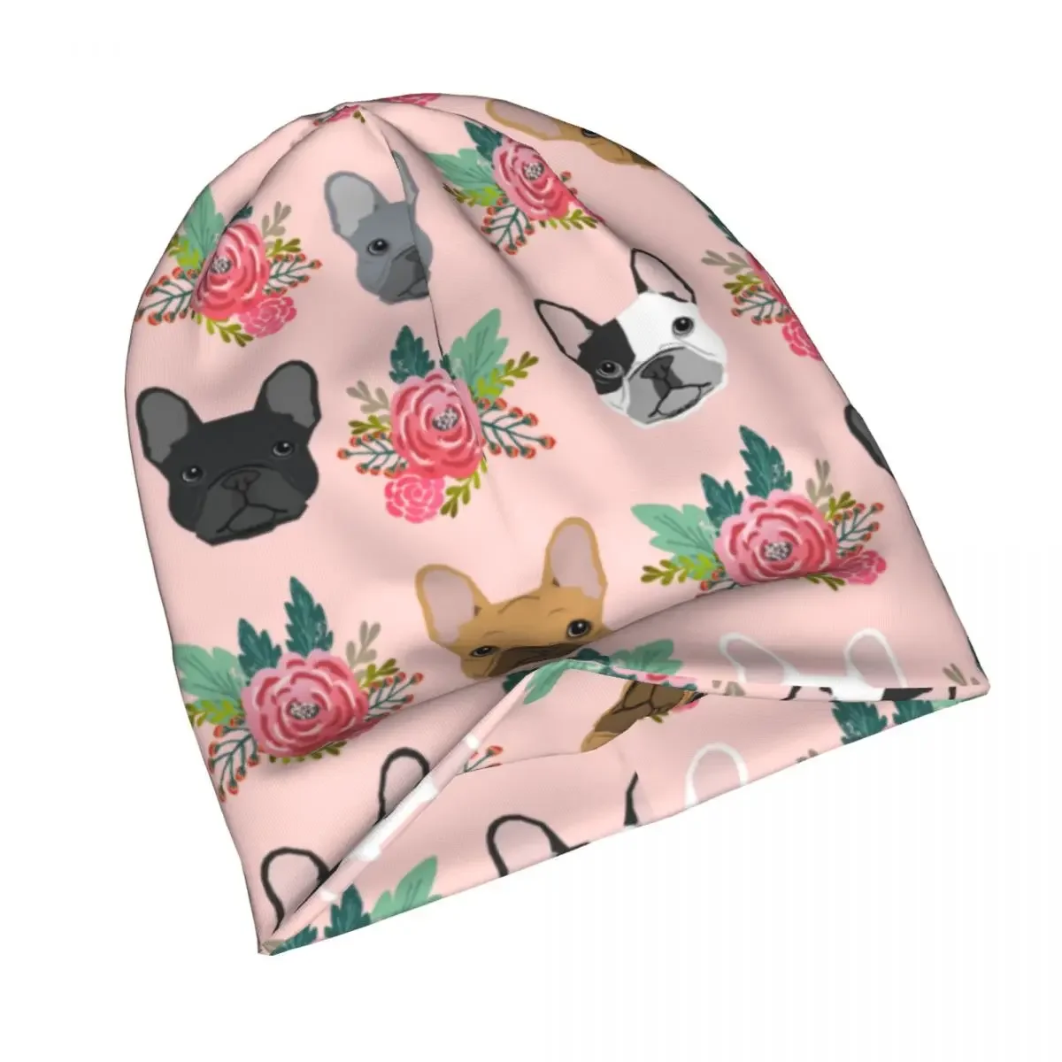 Gorro floral de Bulldogs franceses, gorros de calle a la moda, gorros para perros para hombres y mujeres, gorros tejidos, gorros de doble uso para primavera