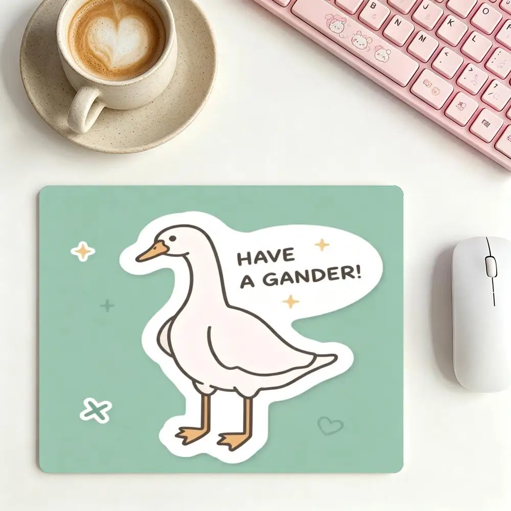 Cute Cartoon White Goose mousepad large size playmat Natural Rubber Non‑Slip For Games Laptop Office Desktop Bedroom