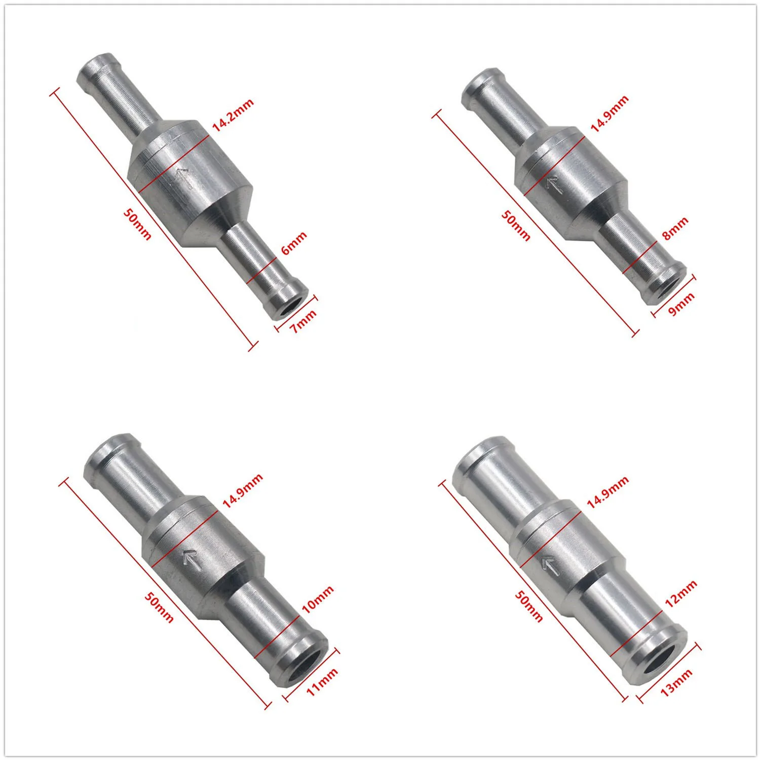 Motorfietsen/Auto \'S/Schepen 4/6/8/10/12/14/16Mm Kleppen Aluminium Legering Brandstof Niet-Terugkeerklep Eenrichtingsverkeer Groothandelsprijs