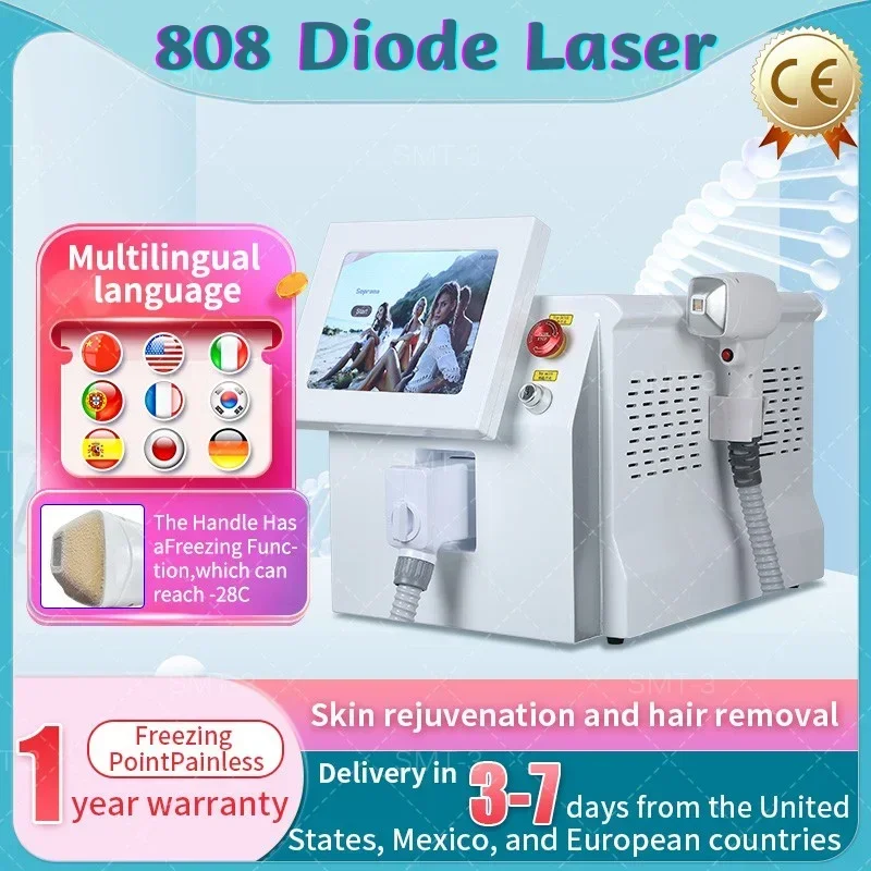 2024 Latest Popular Portable 808nm 755nm 1064nm Three Wavelength Diode Laser Permanent Hair Removal Cooling Painless Laser Hair