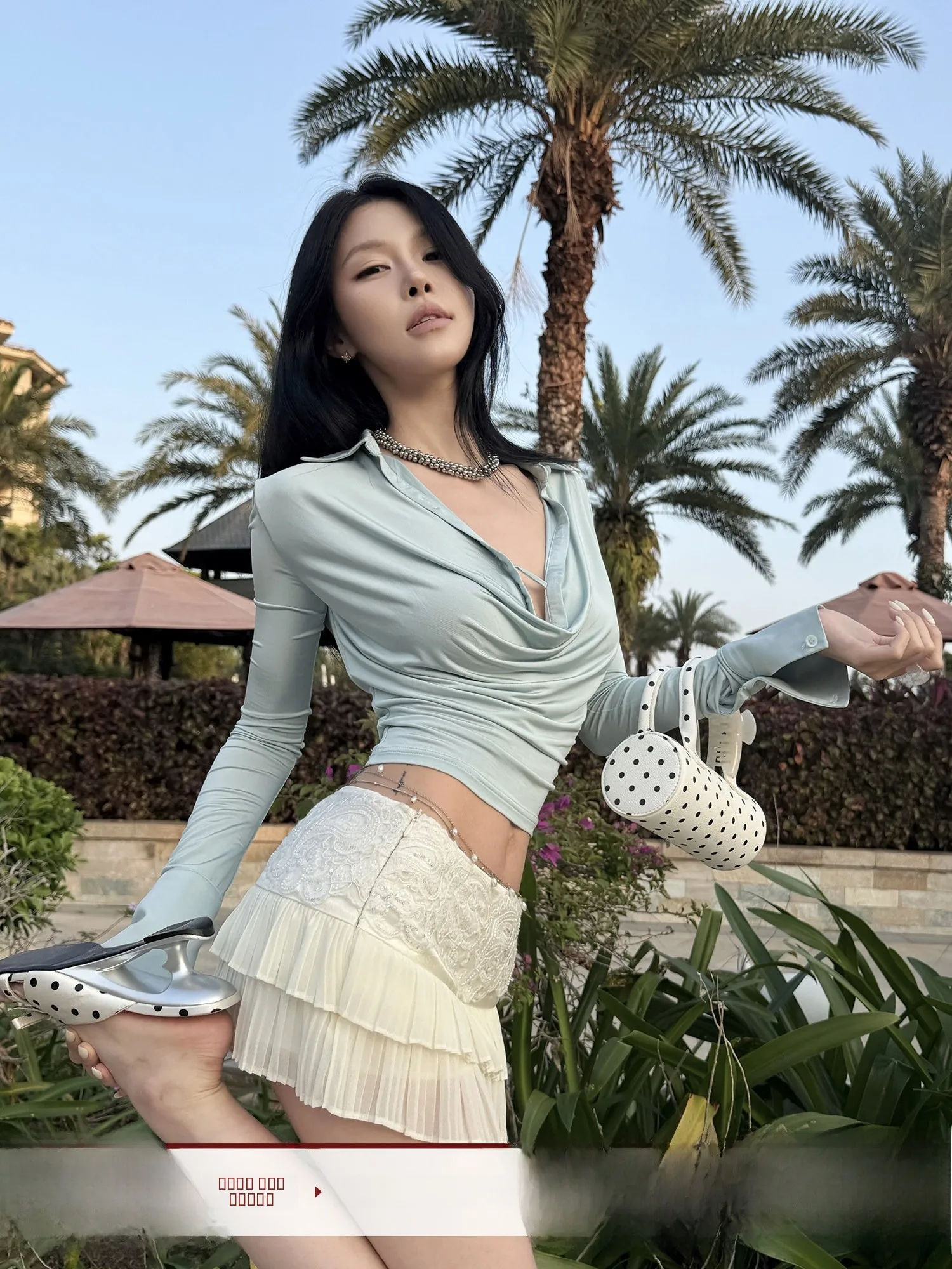 

Hydrae XiIng White Chiffon Splice A-Line Skirt Women's Double Layer Ruffle Cake Skirt Low Waist Polyester Fiber