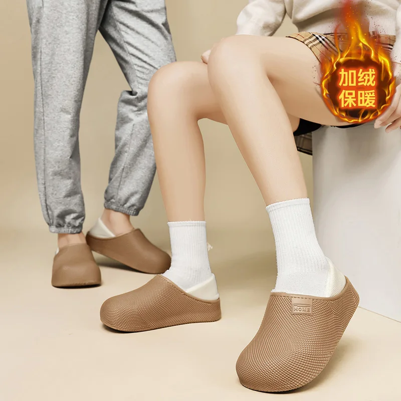 Winter new anti cold warm cotton slippers Boken Baotou cotton shoes couple's home and outdoor casual plush slippers snow shoes