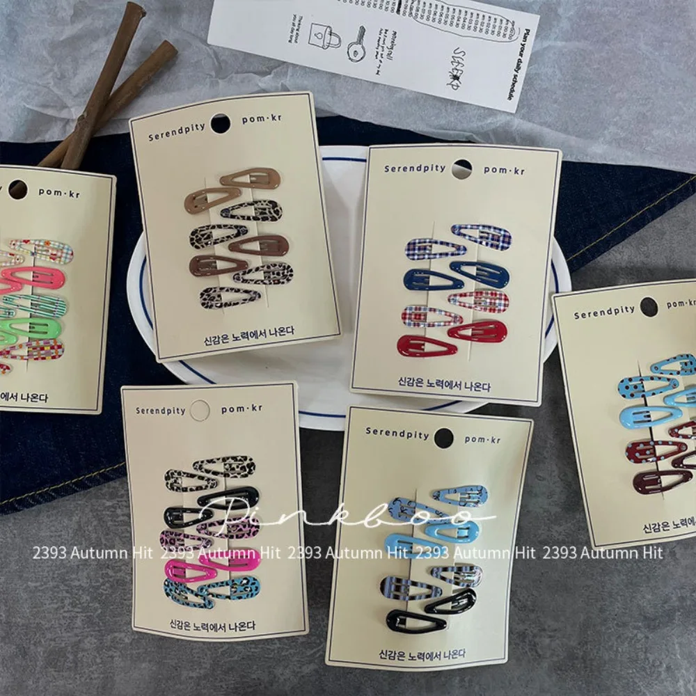 Kids Korean Style Mini Water Drop Print Hair Clips Sweet Bangs Holders for Toddler Girls Cute Floral Hair Accessories