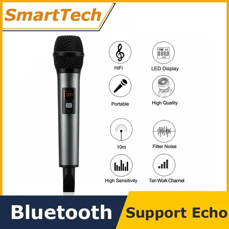 New K18V UHF Wireless Bluetooth Microphone Micro with Receicer Home Microphones Conference microfone Education Training Karaoke