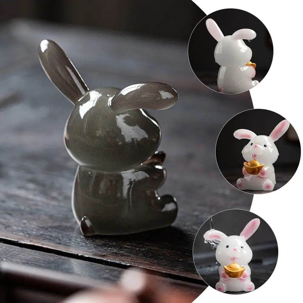 

Премиальный декоративный кролик из смолы, меняющий цвет, очаровательный, простой и элегантный дизайн для чайной, офиса, кабинета, автомобиля