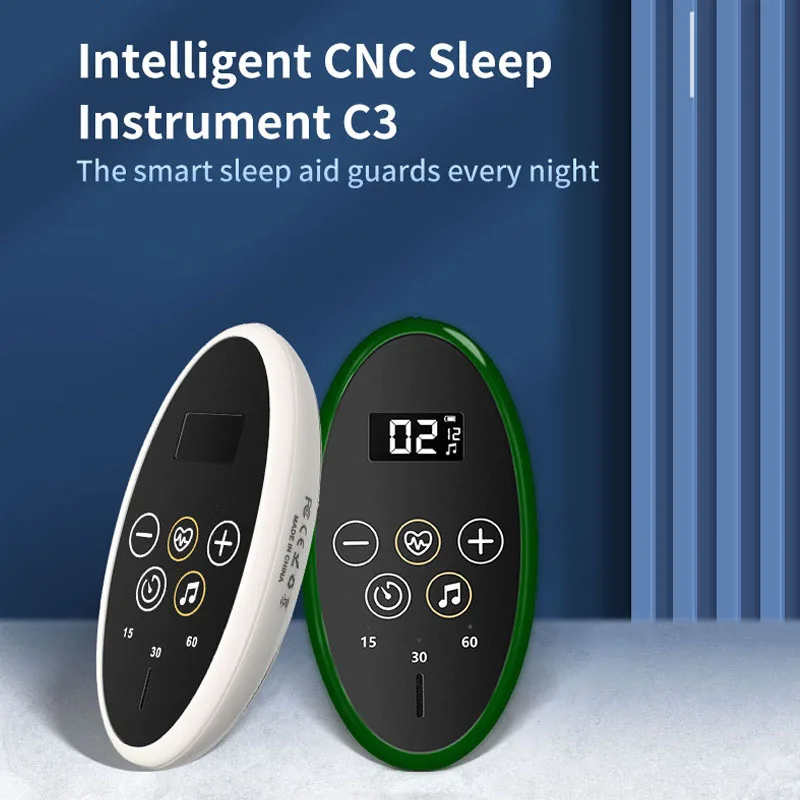 Rechargeable USB handheld micro-current smart sleep aid with soothing sound, white ABS material, model C3