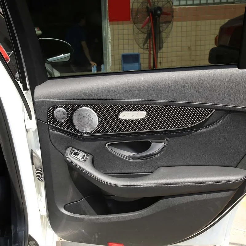 

Soft Carbon Fiber Car Inside Doors Decoration Panel Cover Trim Sticker Car Accessories For Mercedes Benz C Class GLC W205 14-20