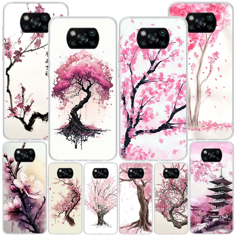 Cherry Blossom Tree Phnoe Case for Xiaomi Poco X5 Pro X4 Gt X3 Nfc M5S M4 M3 M2 F3 F2 F1 Mi Note 10 Lite A2 A3 Unique Cover Coqu