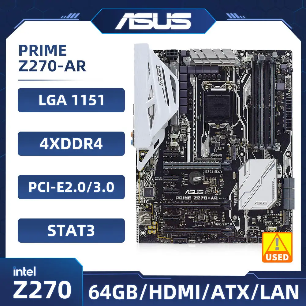 

ASUS PRIME Z270-AR Motherboard Intel Z270 DDR4 64GB LGA 1151 support i3-6300 i5-6500 i5-7400 i7-6700K G4500 cpu M.2 ATX