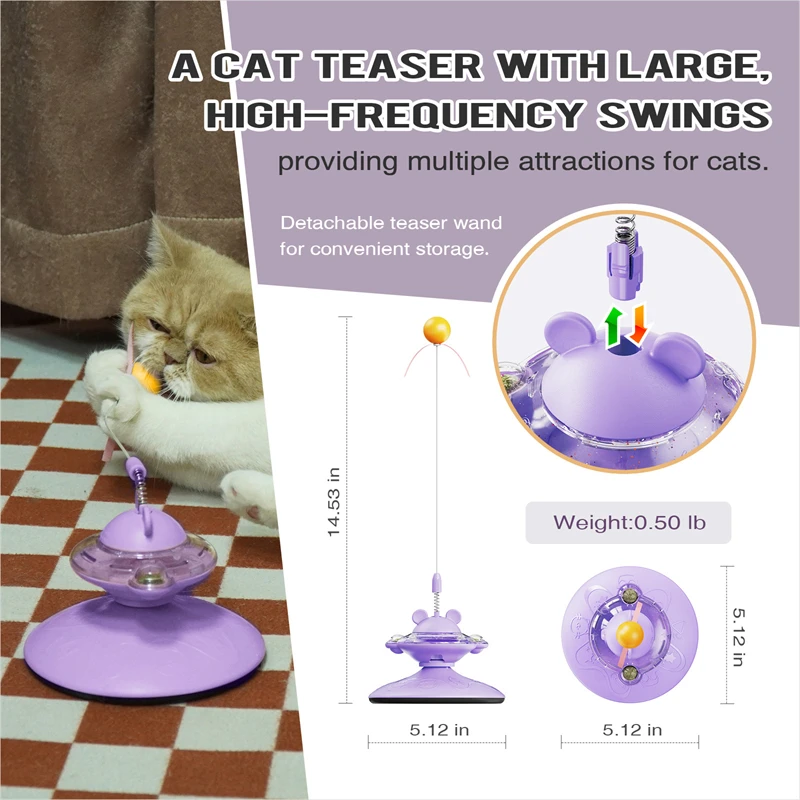 Cat Toy Tumbler Toys Cats Kitten Interactive Game Gleamy Intelligence Training Food Feeder Dispenser Toy with Fun Cat Stick&Ball