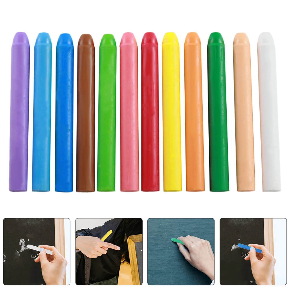 12 шт. беспыльные цветные меловые мелки для доски для рисования на доске для детей, карандаши