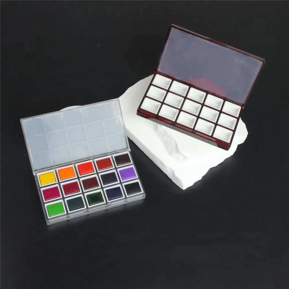 SeamiArt 15 Grids Sealed MoIst Portable Plastic Painting Box for Watercolor Oil Acrylic Gouache Paint Subpackage