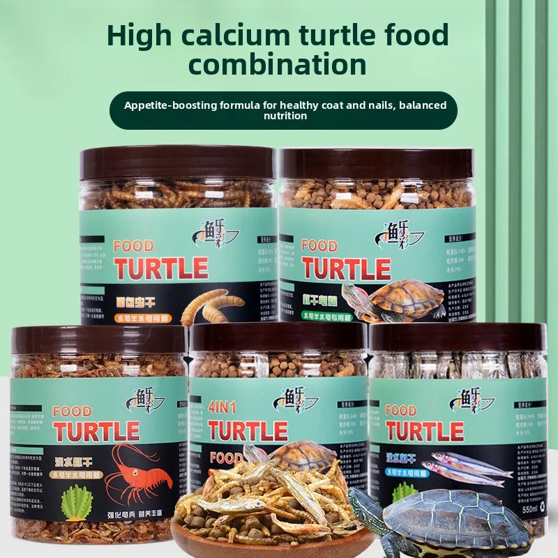 

Yulecai Turtle Starter Food&Dried Fish,Shrimp&Mealworms-High Protein Formula for Hatchling Turtles&All Common Aquatic Species