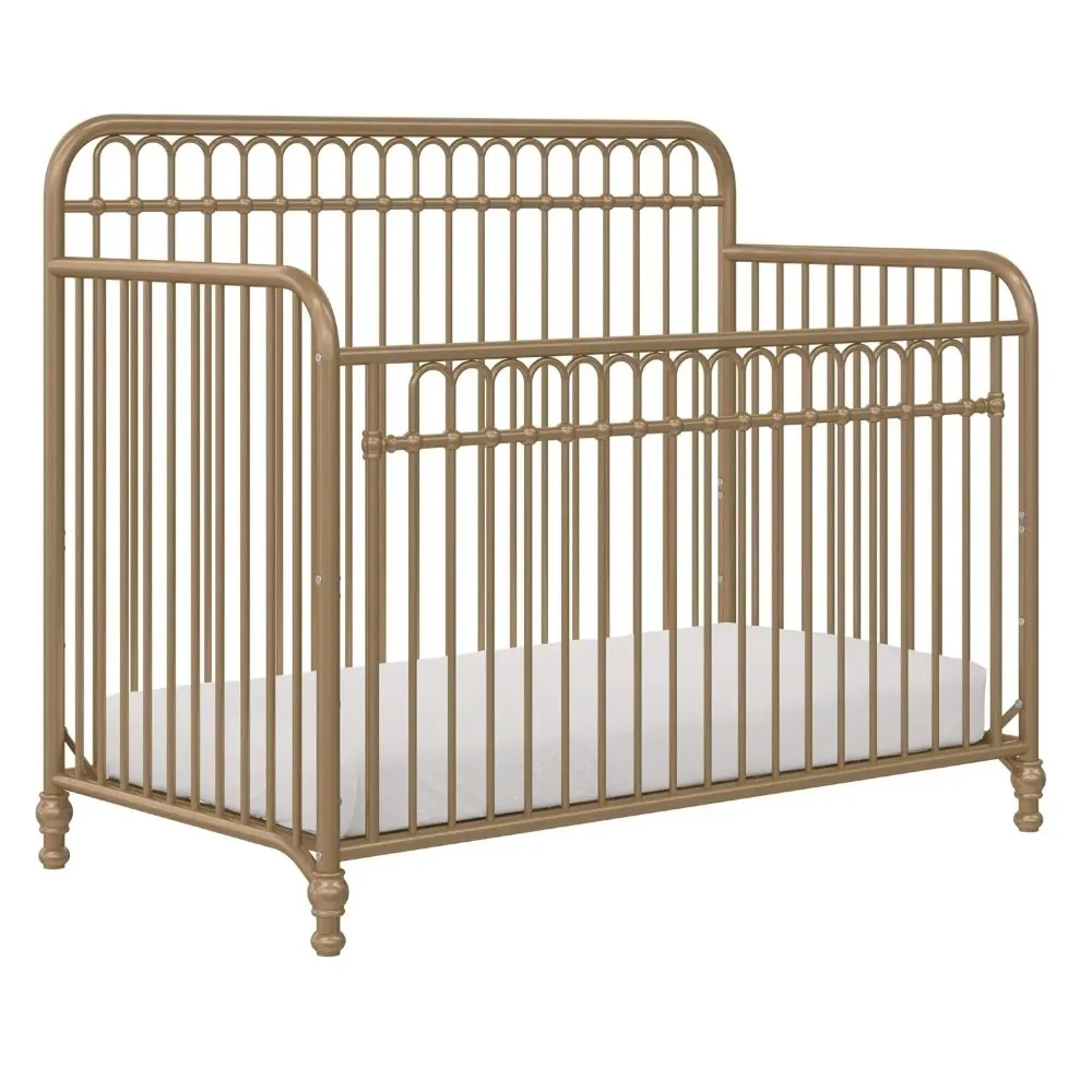 3-in-1 Convertible Metal Crib, JMPA Certified, Gold / Gray