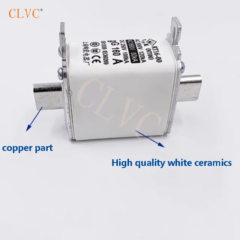 

High quality white ceramics AC500V 660V CE HRC ceramic fuse NT00 fuse link RT16-00 NT00 100A 80A63 160A fuse core