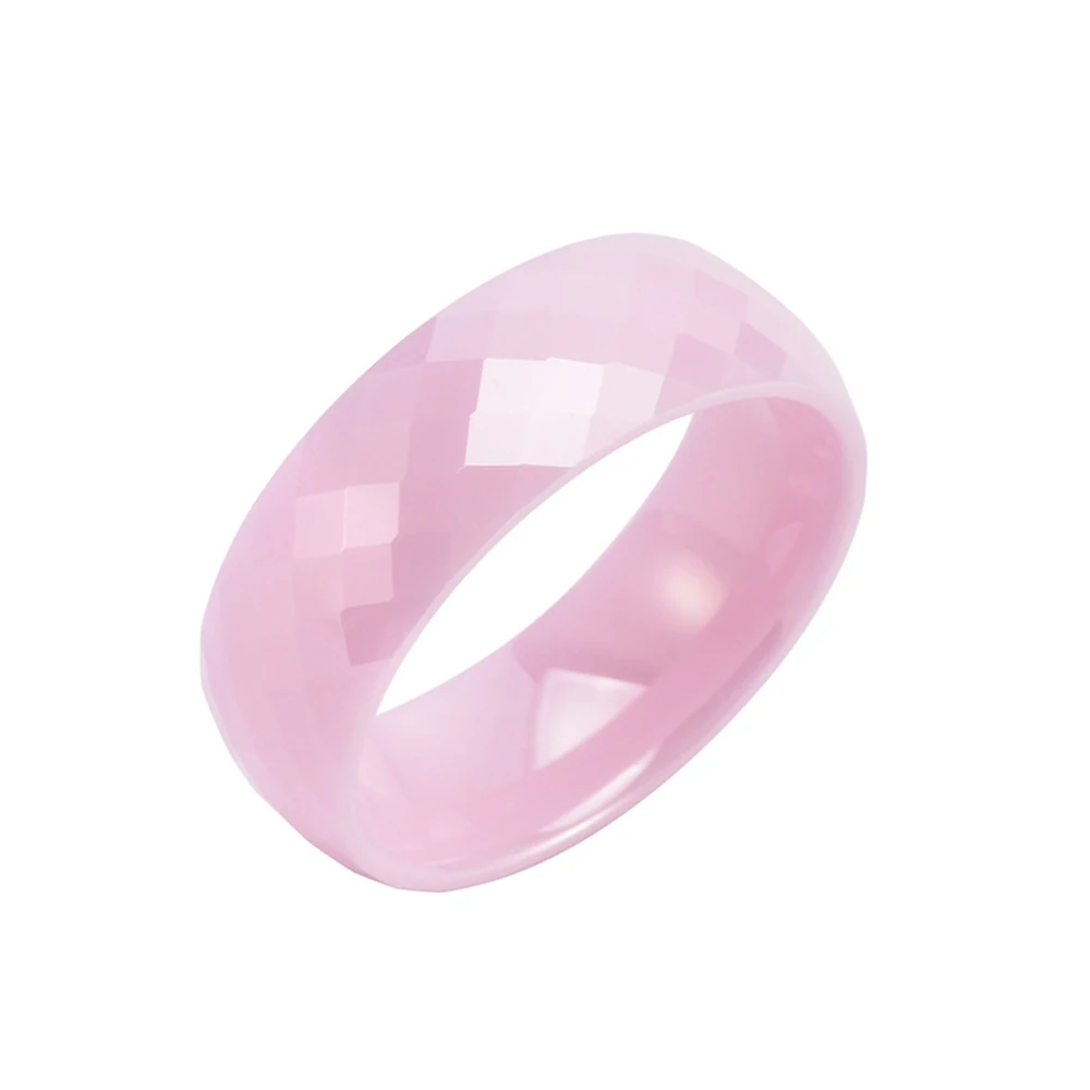 Mode 8MM Unregelmäßige Facettierte Keramik Ring Für Männer & Frauen Europäischen Stil Rosa Farbe Hochzeit Band Engagement Schmuck