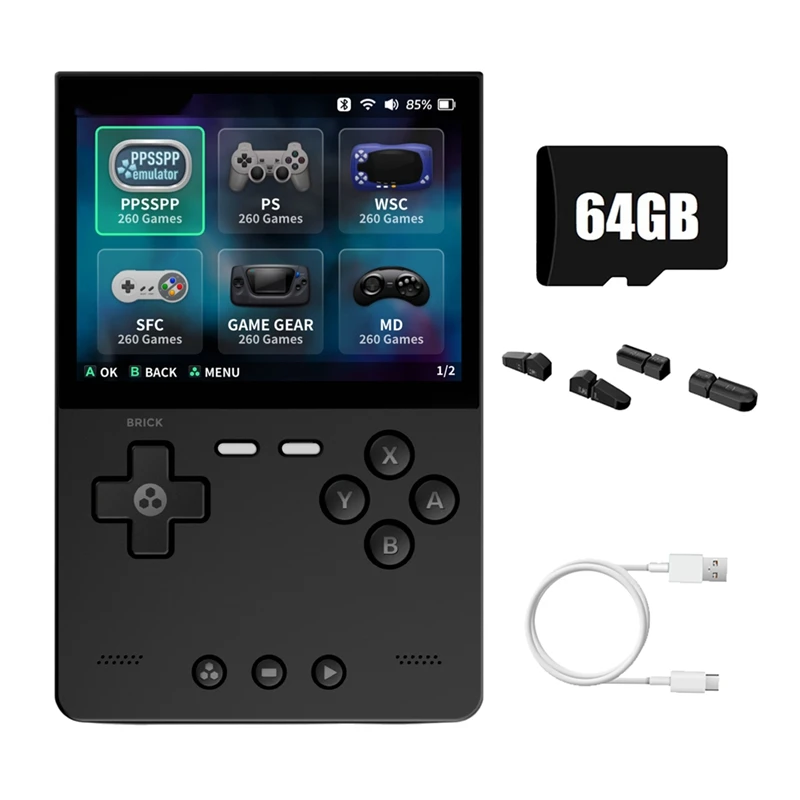 

BRICK Handheld Game Console Portable Linux Video Game Console 64G 3.2Inch 1024X768 IPS Screen Retro Game Controller A