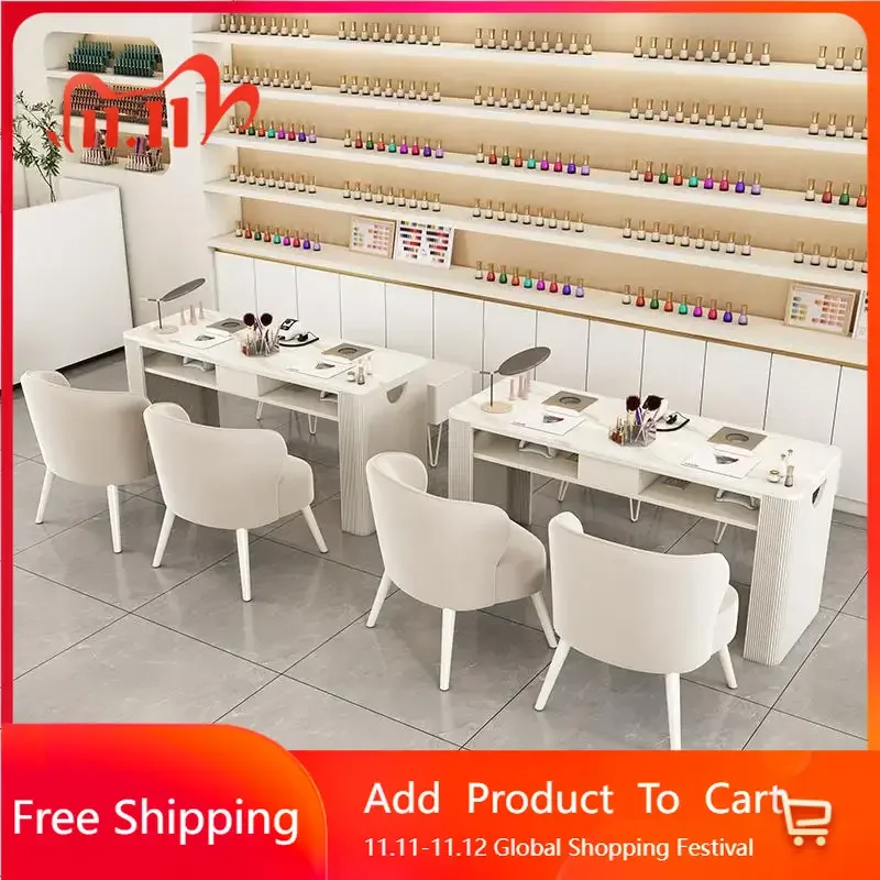 

Salon Dust Collector Nail Table Manicura Professional Nail Table White Reception Compact Biurko Do Manicure Salon Furniture