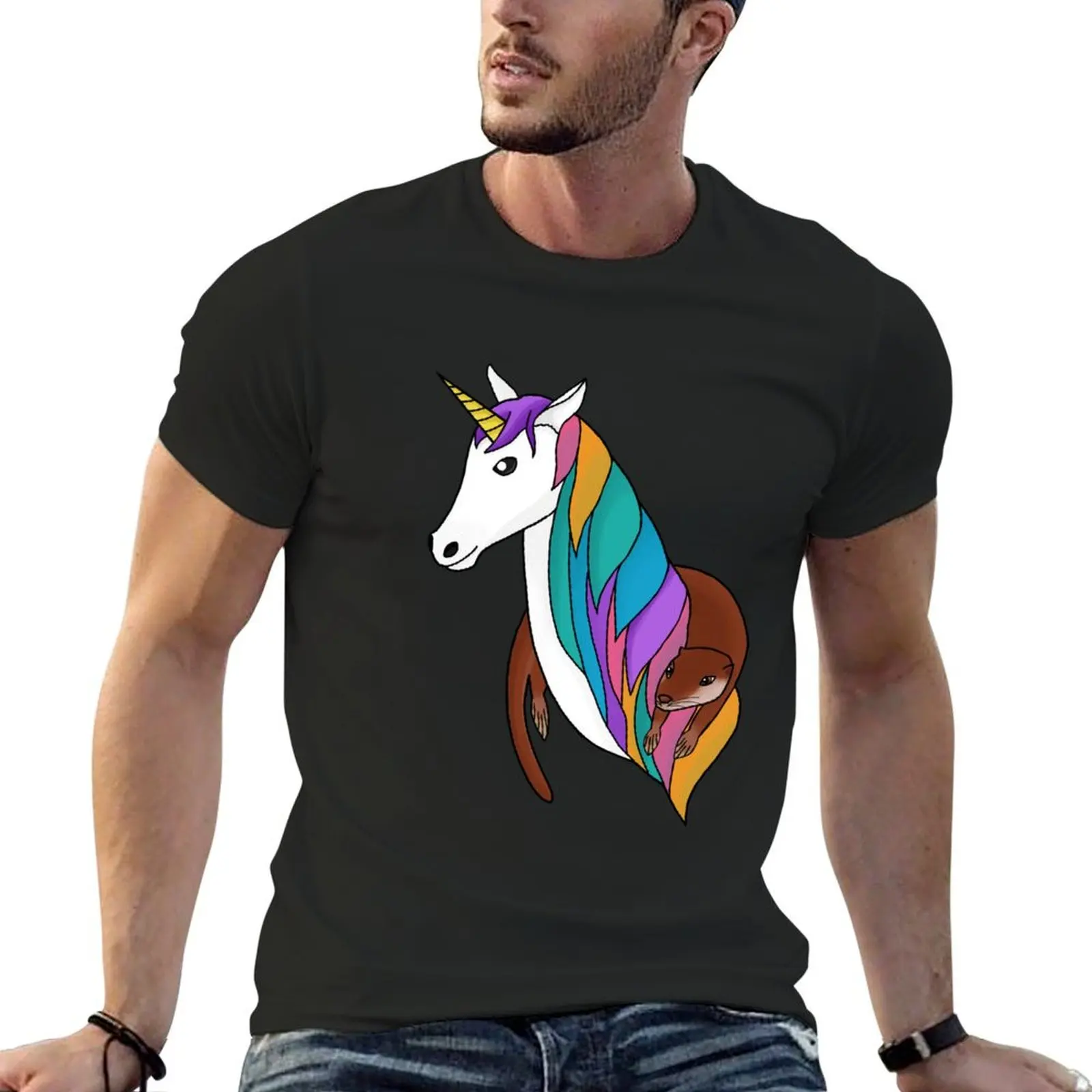 

Unicorn and Otter T-Shirt affliction shirts for a boy cute tops customs mens graphic t-shirts big and tall