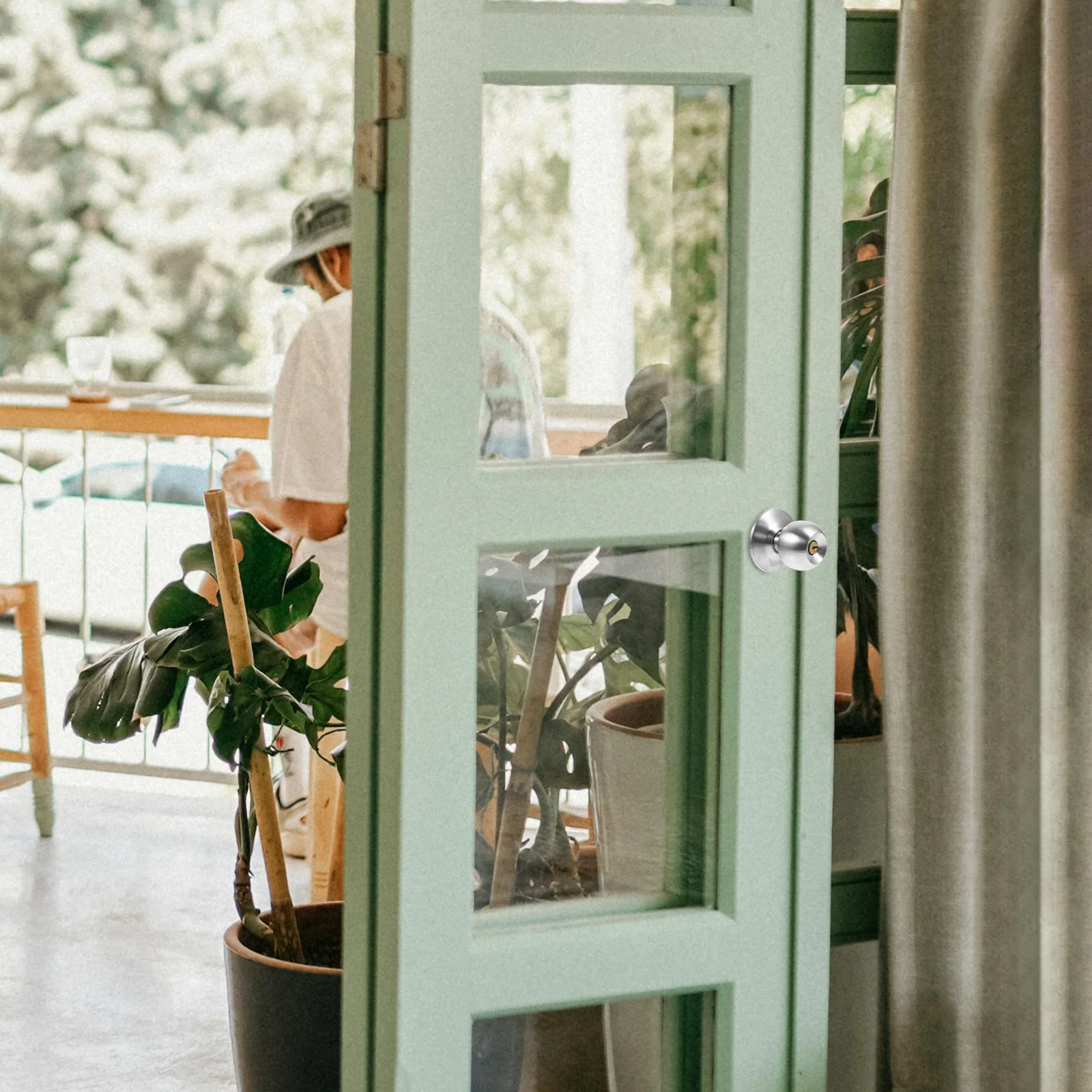 

1 Set Stainless Steel Spherical For Room Durable Door Knob With Key Home Door Lock Bedroom Metal Sphere Lock Hardware Handle