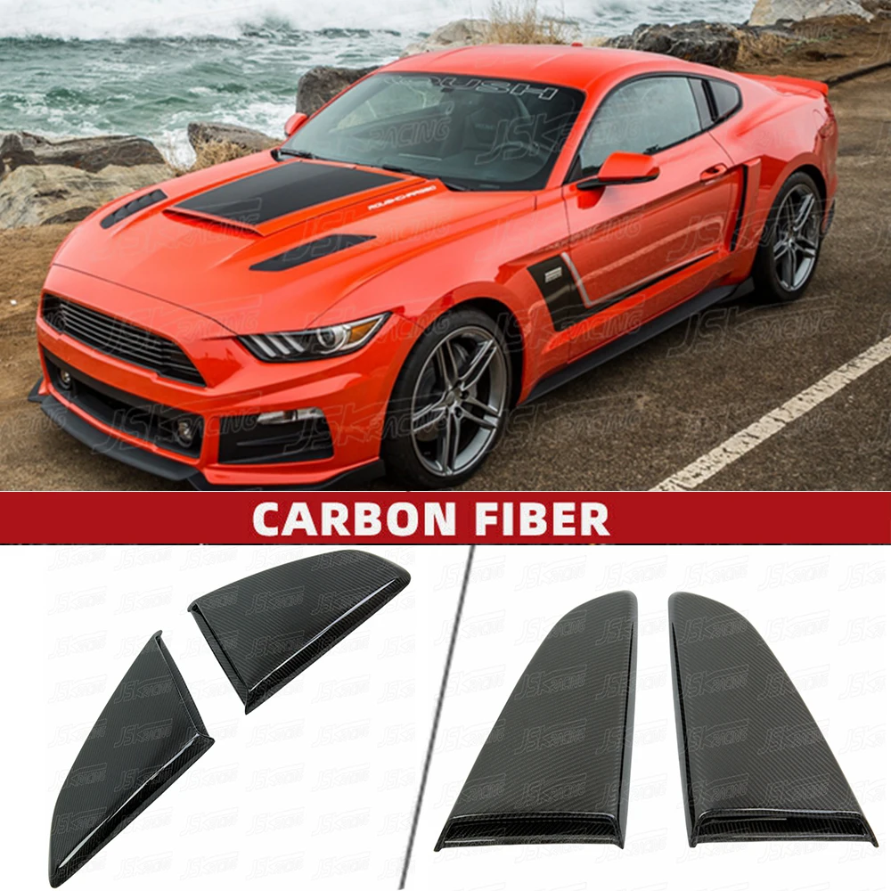 R Style Real Carbon Fiber Side Windows Scoop ( 2 Pcs ) For Ford Mustang 2015-2016