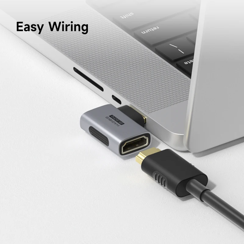 Adapter HDMI na HDMI Hagibis, kątowy 90 stopni, męski na żeński, złącze HDMI 2.1, przedłużacz kabla, konwerter, w kształcie litery L — zdjęcie produktu 2