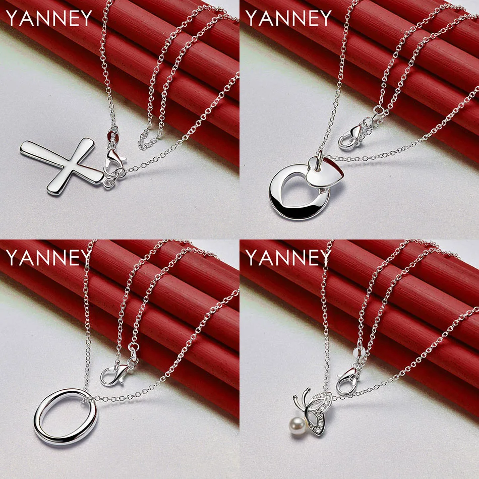 

Simple 925 Sterling Silver 16-30 Delicate Round Cross Pendant Necklace Women's Gift Wedding Elegant Party Accessories